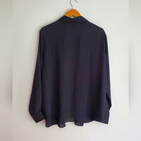 ASOS NWT Curve sheer black button up  collard  long sleeve blouse size US 14 - Picture 6 of 6